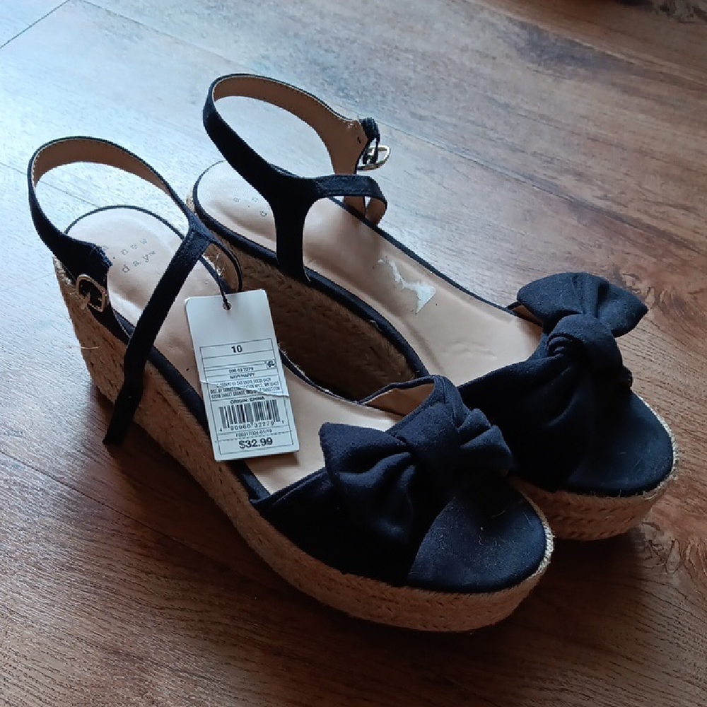 Women's Black Wedge Sandals